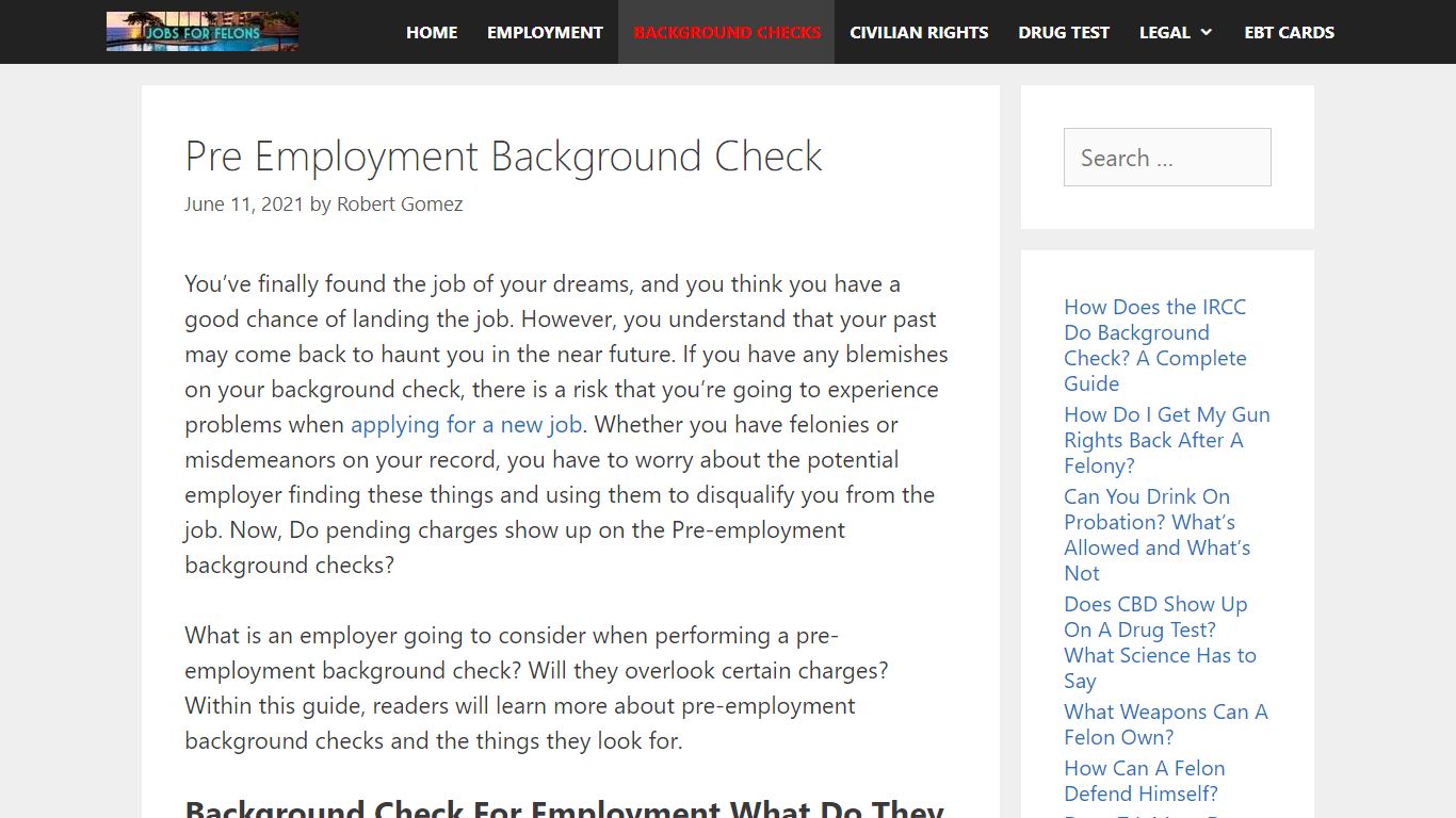 Pre Employment Background Check 2021 [Updated] - Jobs For Felons: Jobs ...